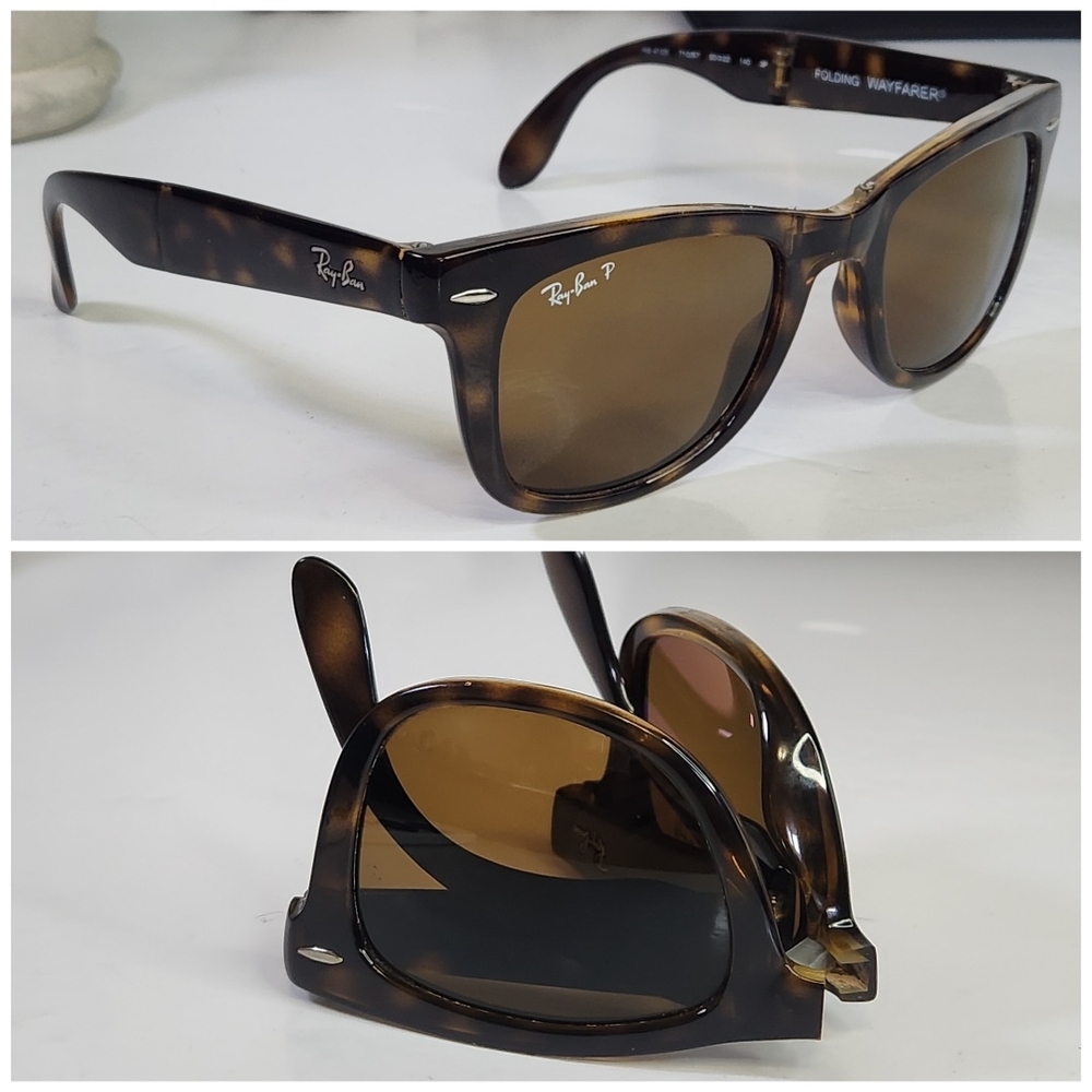 Ray-Ban Classic Wayfarer Polarized. Folding Wayfarer Sunglasses. Brown Lenses